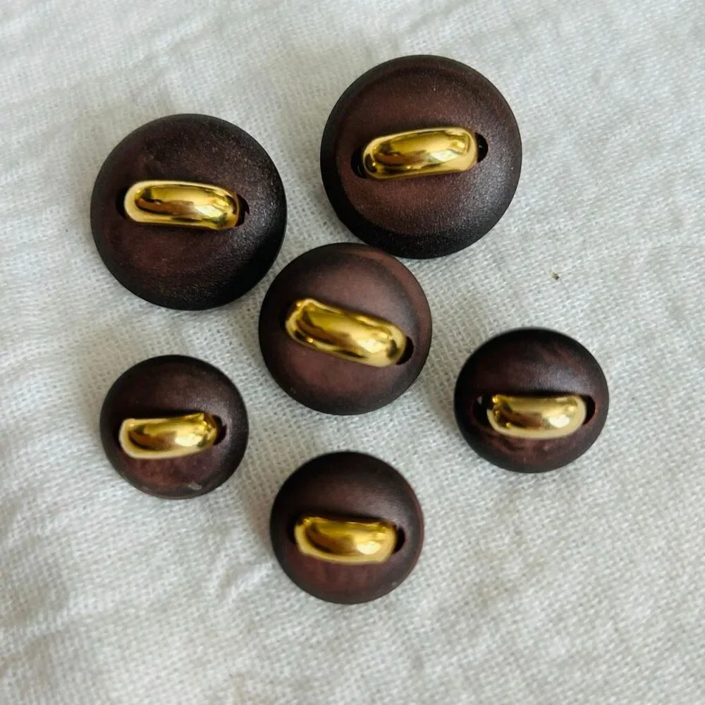 Vintage Lot of Mid Century Buttons Red Brown Beige Gold Asst Sizes Shank Backs